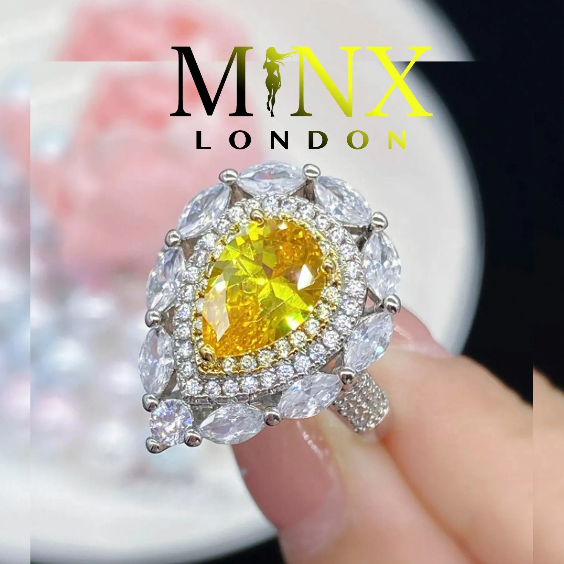 Yellow Diamond Ring | Yellow Diamond Engagement Rings | Canary Yellow Diamond Ring | Pear Shape Ring | Pear Engagement Ring | Teardrop Ring