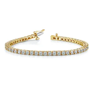 Yellow Gold Classic Tennis Bracelet With Lab-Grown Round Brilliant Diamonds - Options Available