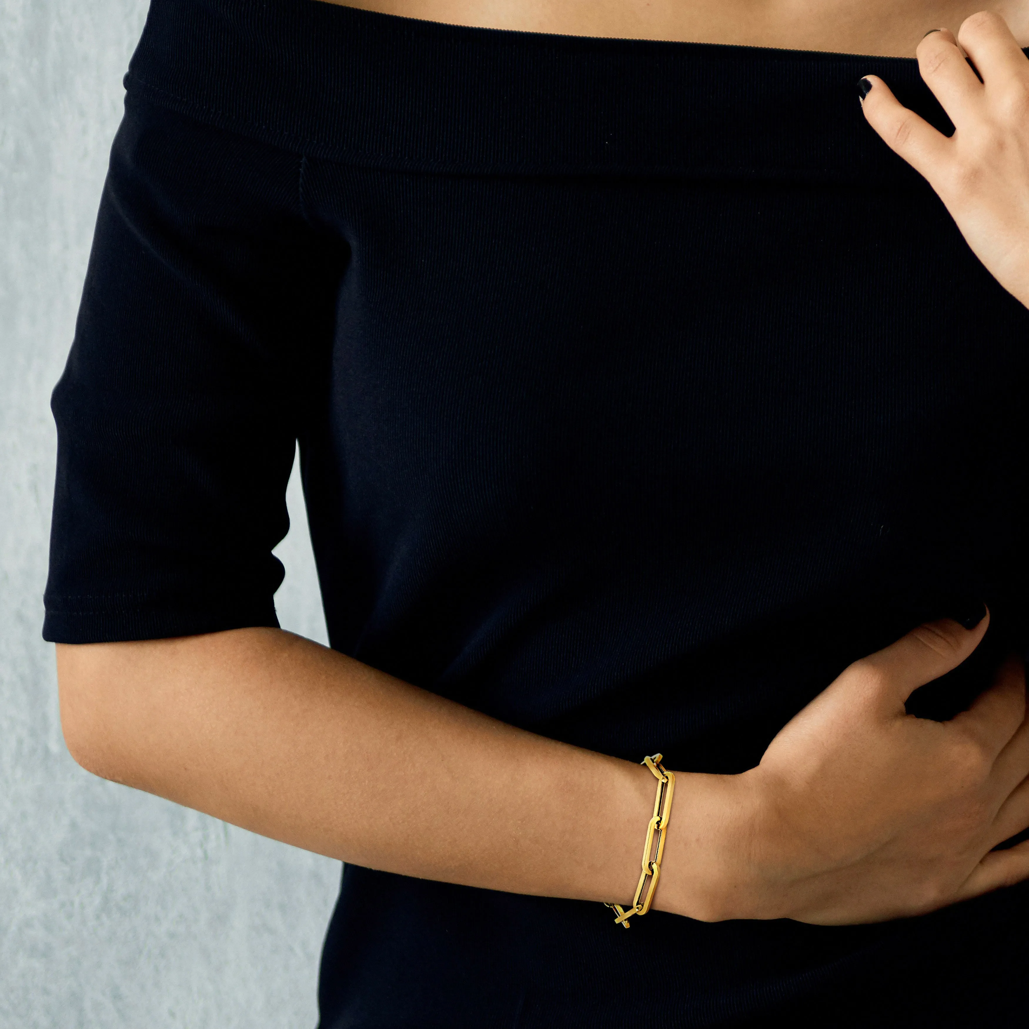 Yellow Gold Paperclip Bracelet