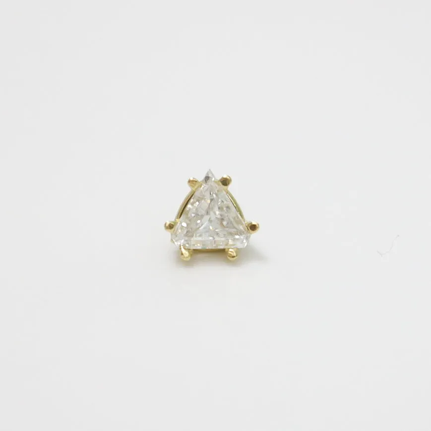 YELLOW GOLD TRIANGLE CUT NATURAL DIAMOND STUD EARRINGS