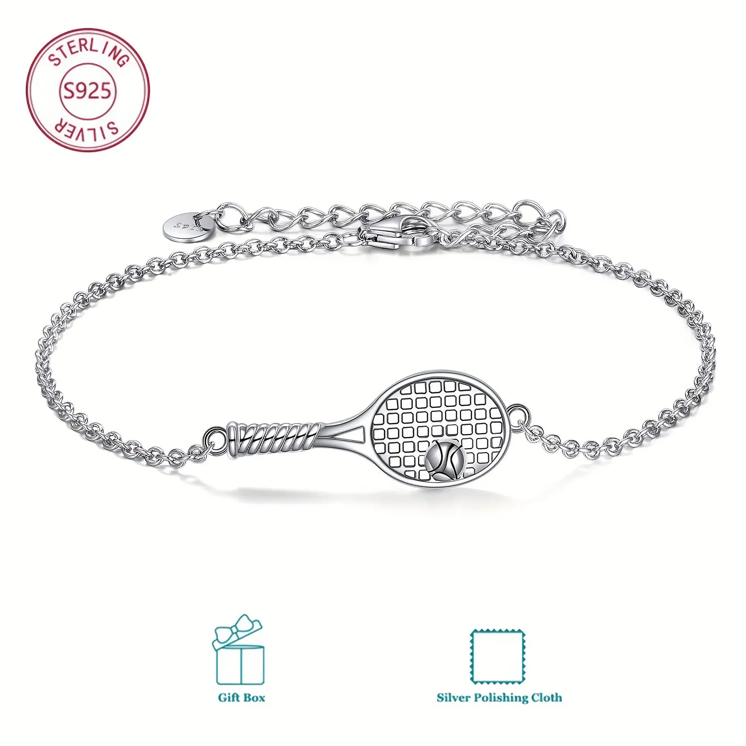 YFN Tennis Racket Bracelet S925 Silvery Sports Style Jewelry Gift
