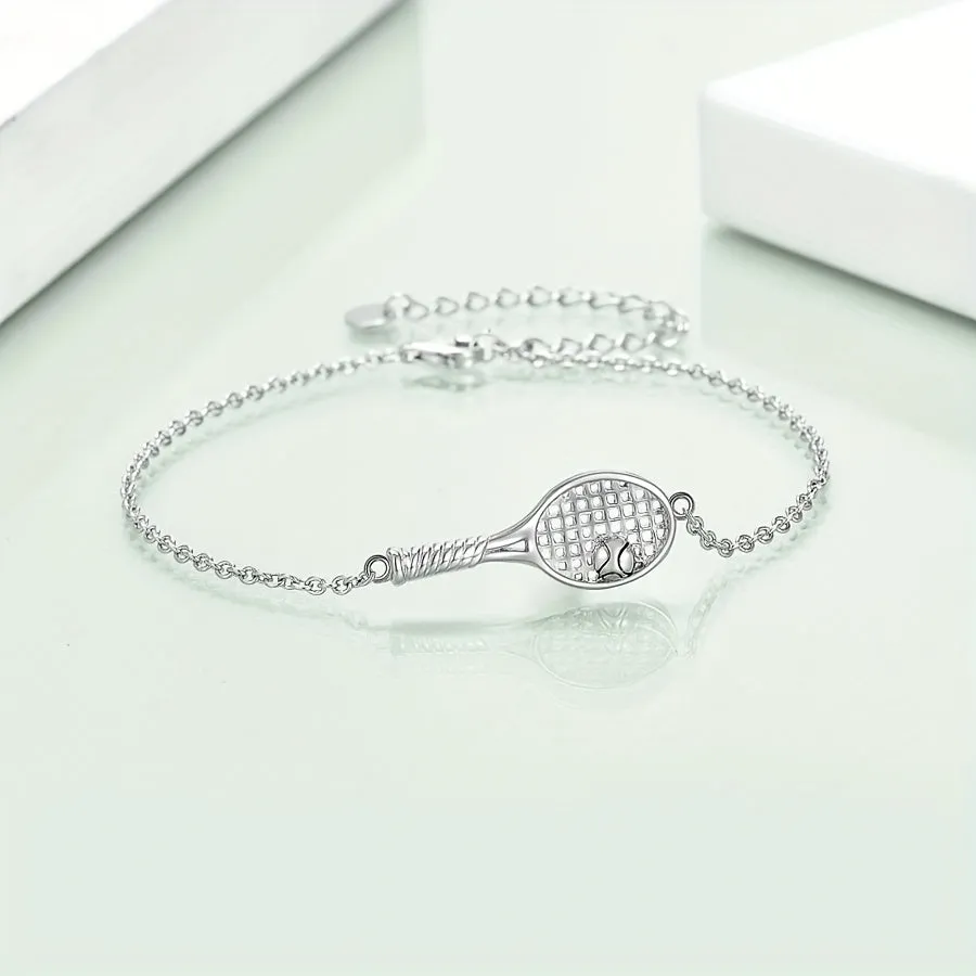 YFN Tennis Racket Bracelet S925 Silvery Sports Style Jewelry Gift